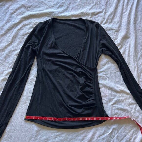 Lululemon Black Long Sleeve V-Neck Faux Wrap Top (Align/Nulu Feel) - Picture 3 of 8